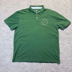 Tommy Hilfiger Polo Shirt Mens XXL Green Short Sleeve Collar Large Logo